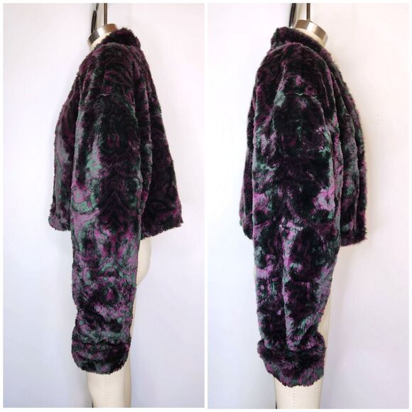 Vintage CROPPED Faux Fur Jacket Blazer - 80s 90s Crop Fur Jacket - Teddy Bear - Picture 4 of 10